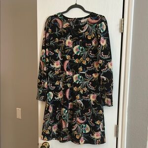 LOFT Paisley Floral Black Dress